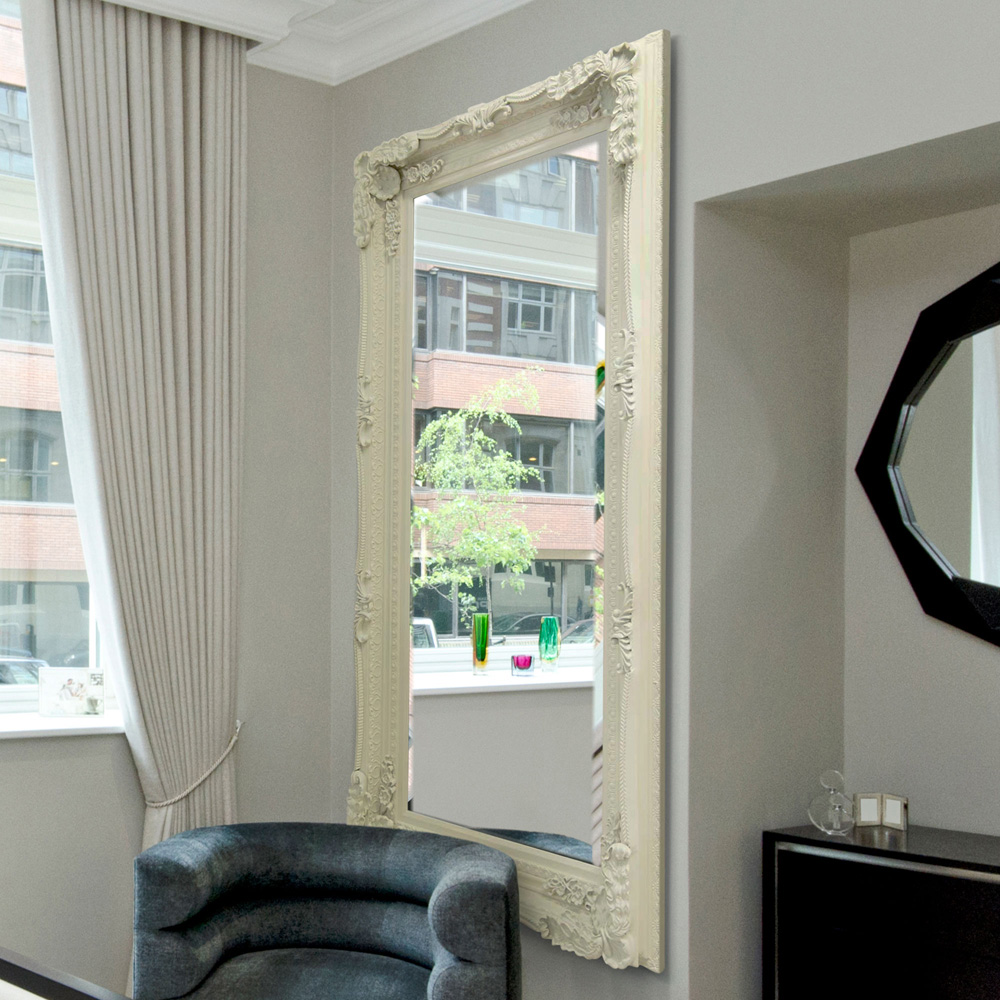 Carved Louis Ivory Large Wall Mirror 175 x 89cm Image 2