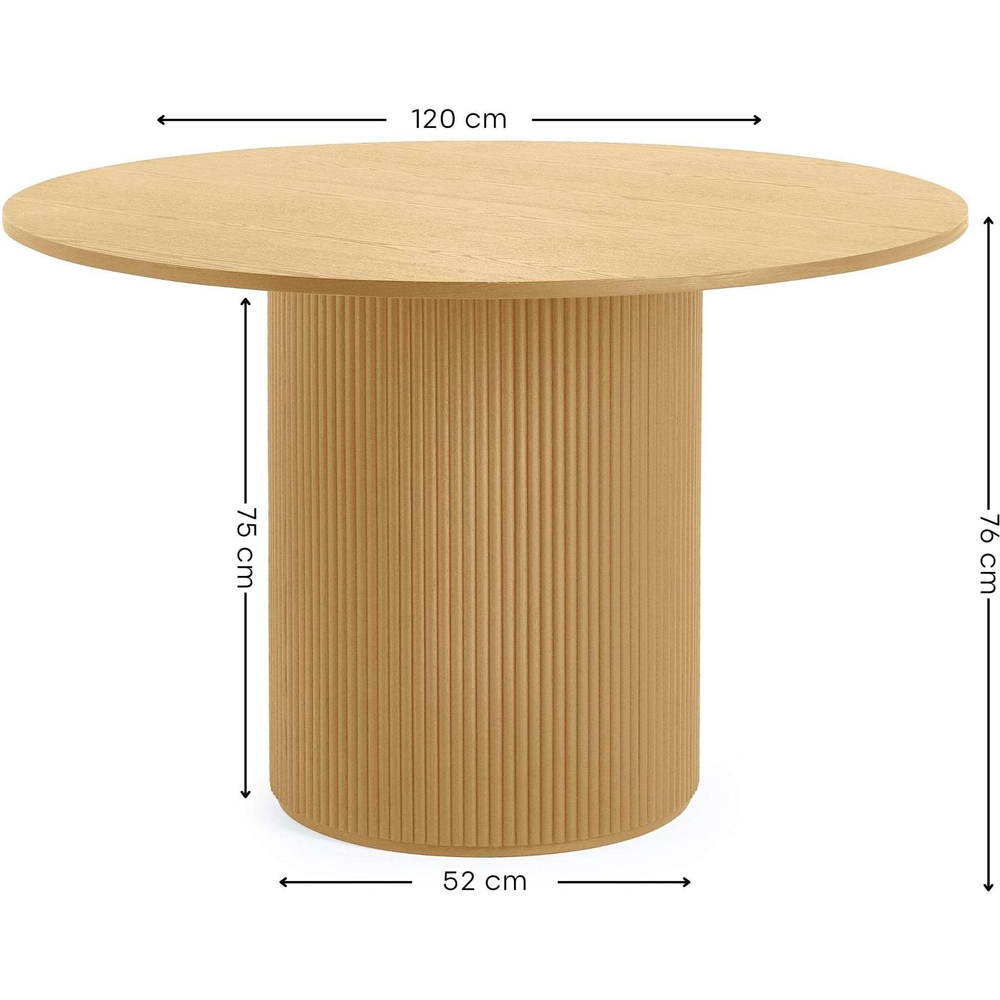 Julian Bowen Louis 4 Seater Light Oak Fluted Round Dining Table Image 7
