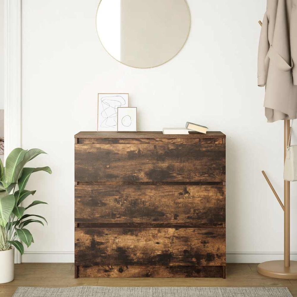vidaXL 3 Drawer Smoked Oak Sideboard Image 3