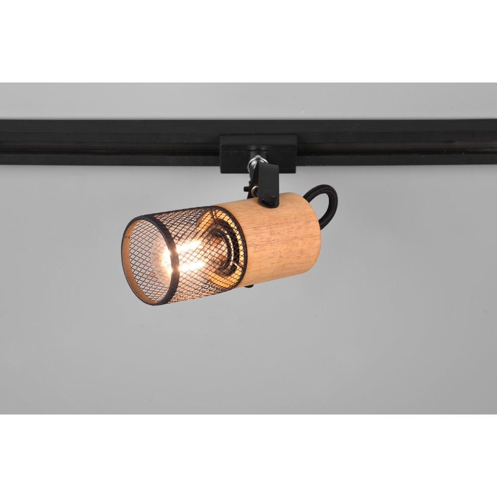 TRIO Tosh Black Matt and Natural Wood Outdoor Light Image 3