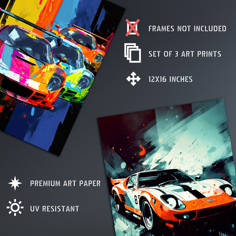 Artery8 Motorsport Grand Prix Racing Colourful Wall Art Print 30 x 41cm 3 Pack Image 4