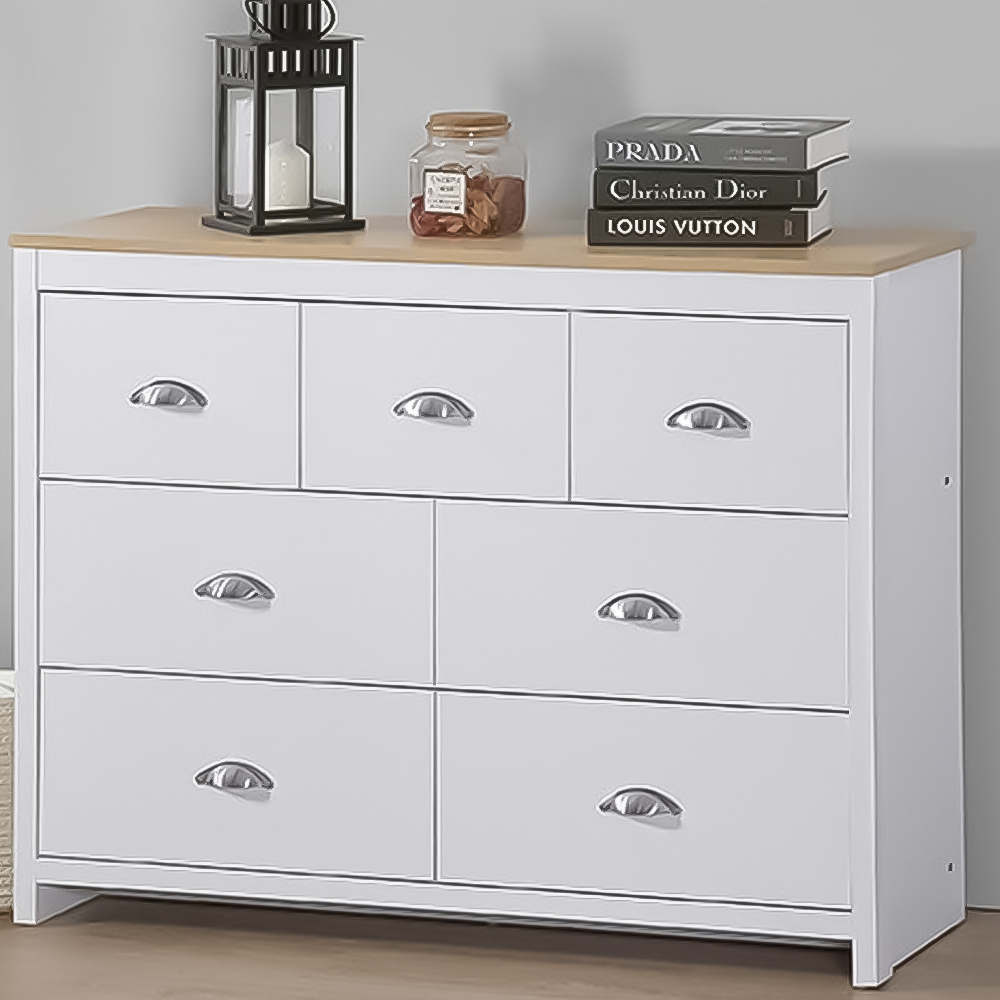 Brooklyn 7 Drawer White and Oak Merchant Chest of Drawers Image 1