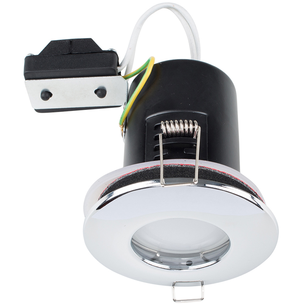 ValueLights Chrome IP65 Warm White LED Ceiling Downlight 10 Pack Image 1
