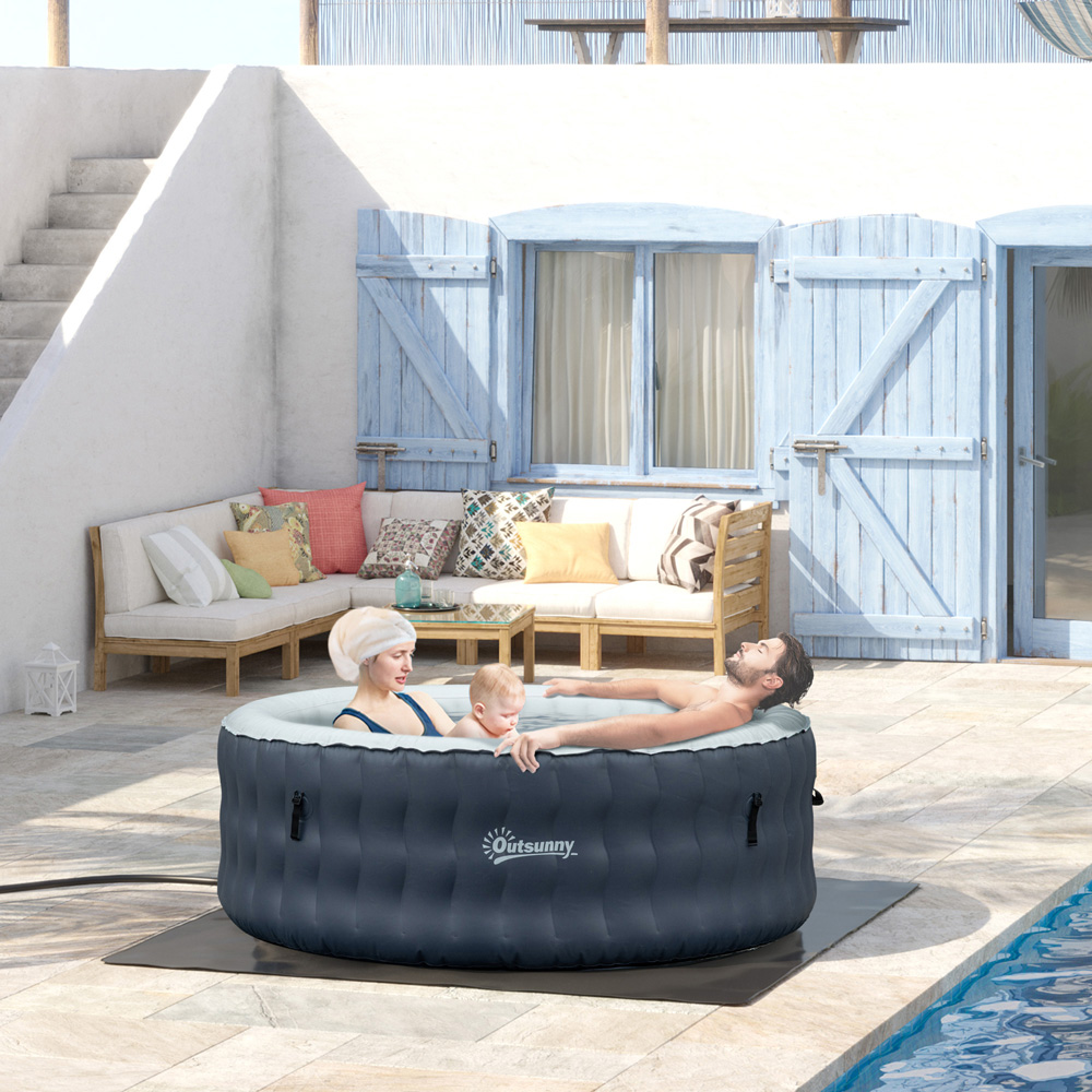 Outsunny Dark Blue Round Inflatable Hot Tub with Pump Image 2