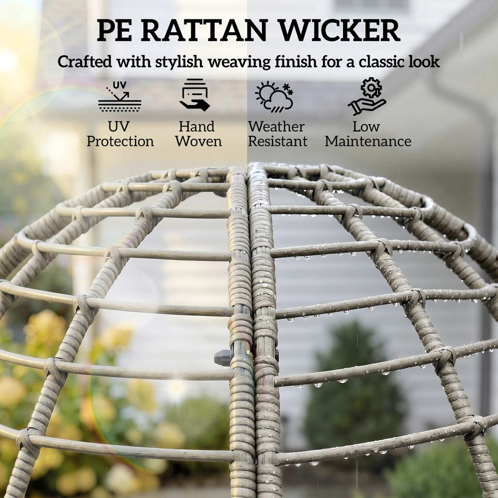Outsunny Light Grey Standing Egg Chair with Footstool Image 6