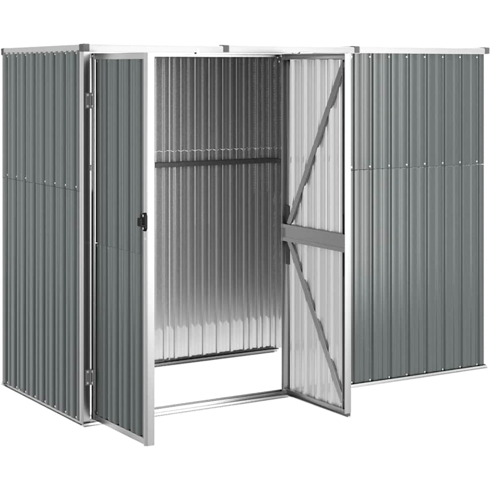 vidaXL 7.4 x 2.9ft Grey Galvanised Steel Pent Garden Tool Shed Image 3