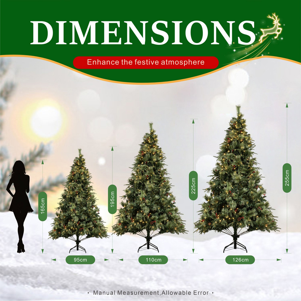 Abrihome 450 Warm White LED Pre-Lit Artificial Christmas Tree with Berries and Pinecones 7.5ft Image 9