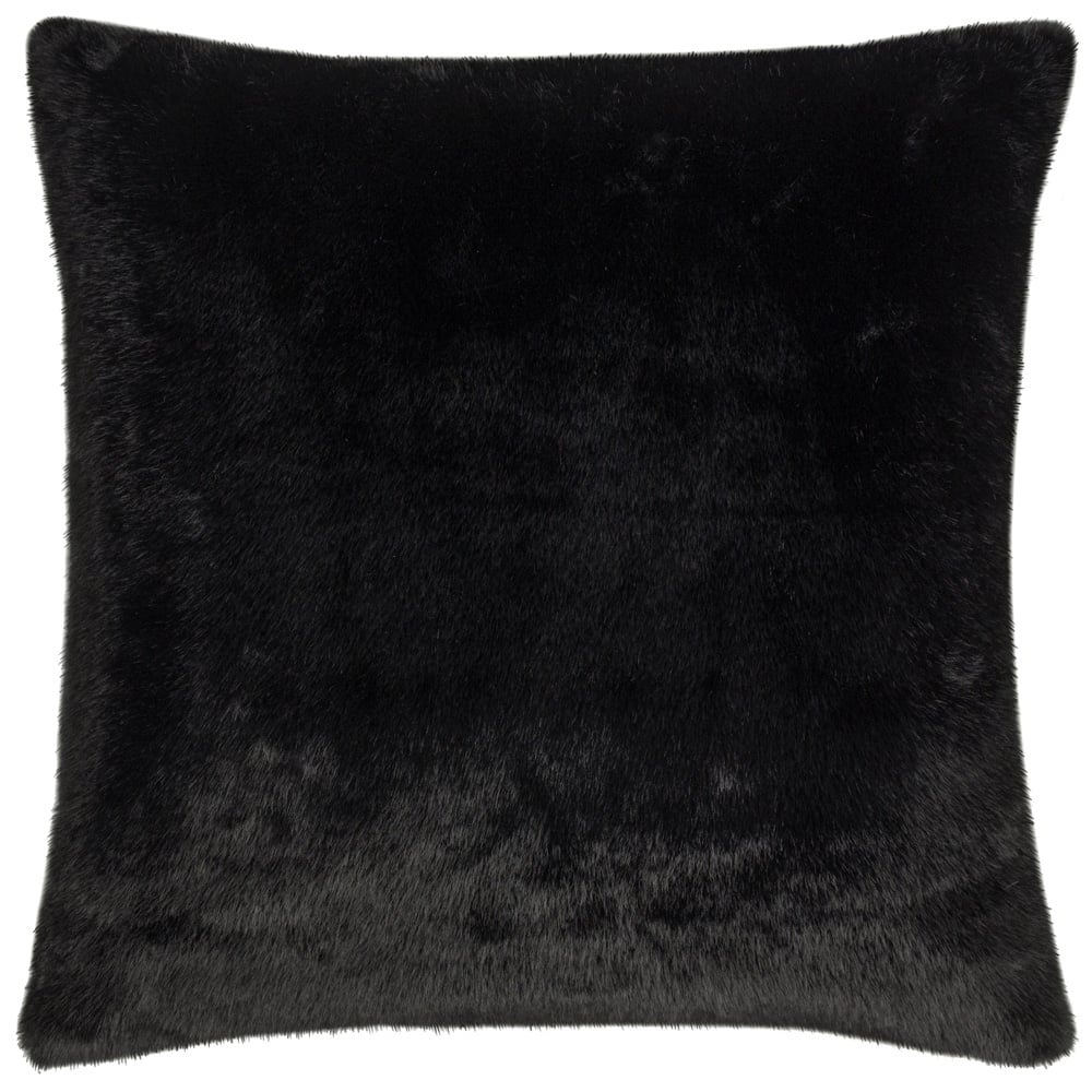 Paoletti Stanza Jet Faux Fur Cushion Image 1