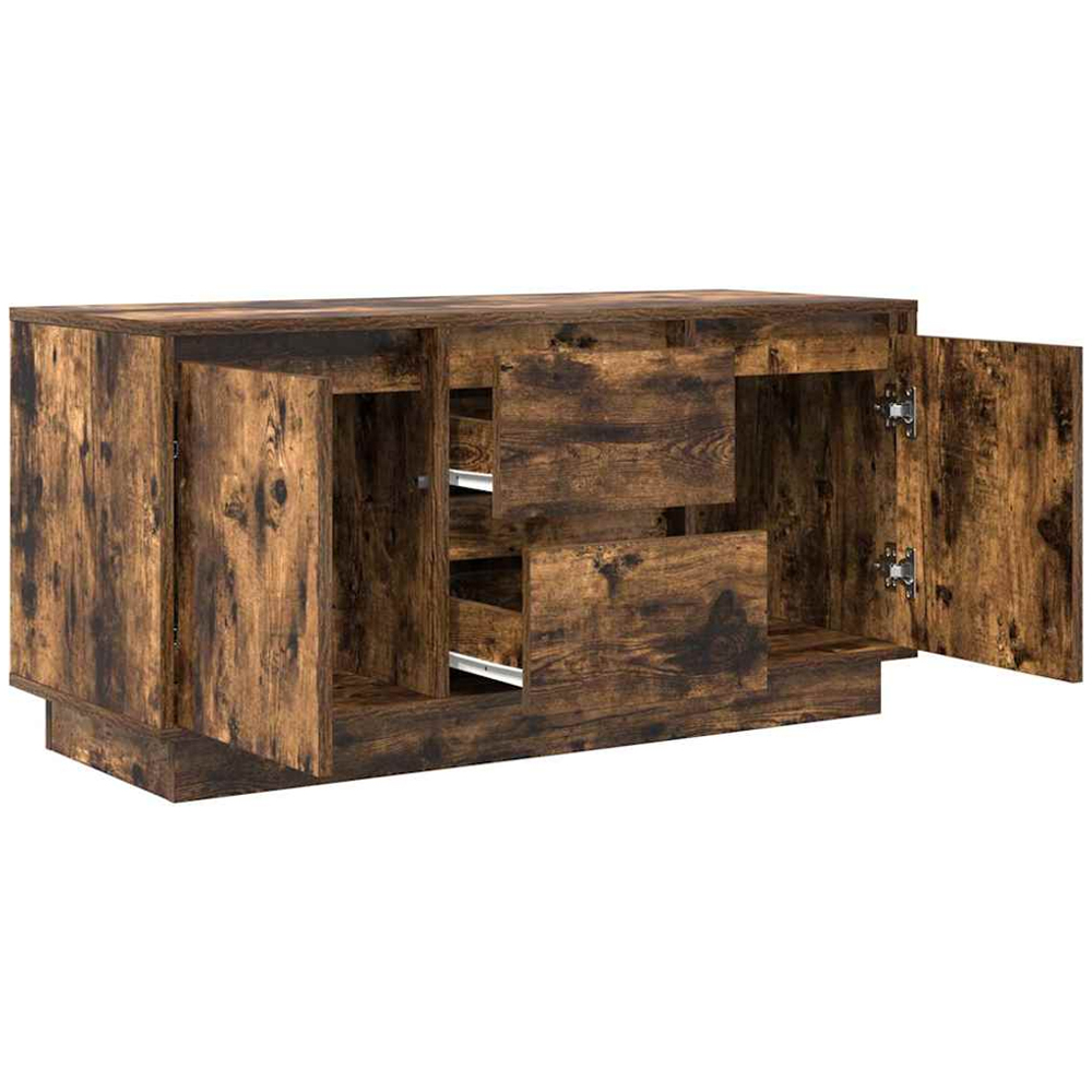 vidaXL 2 Door 2 Drawer Smoked Oak LED TV Cabinet Image 6