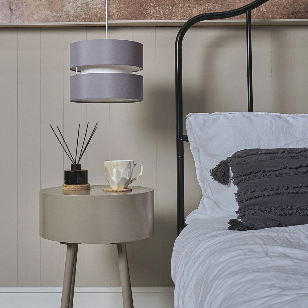 ValueLights Easy Fit Sophia Grey with White Inner Small Pendant Shade Image 7