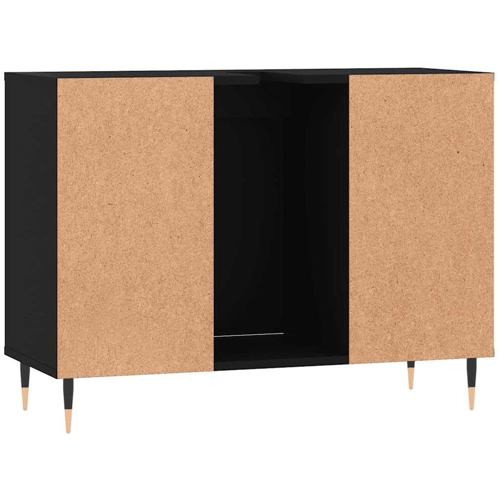 vidaXL Single Door 4 Shelf Black Wood Bathroom Cabinet Image 8