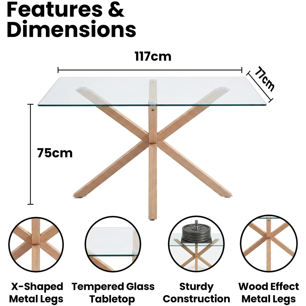 Kosy Koala 6 Seater Tempered Glass Velvet Dining Bench Set Beige Image 9