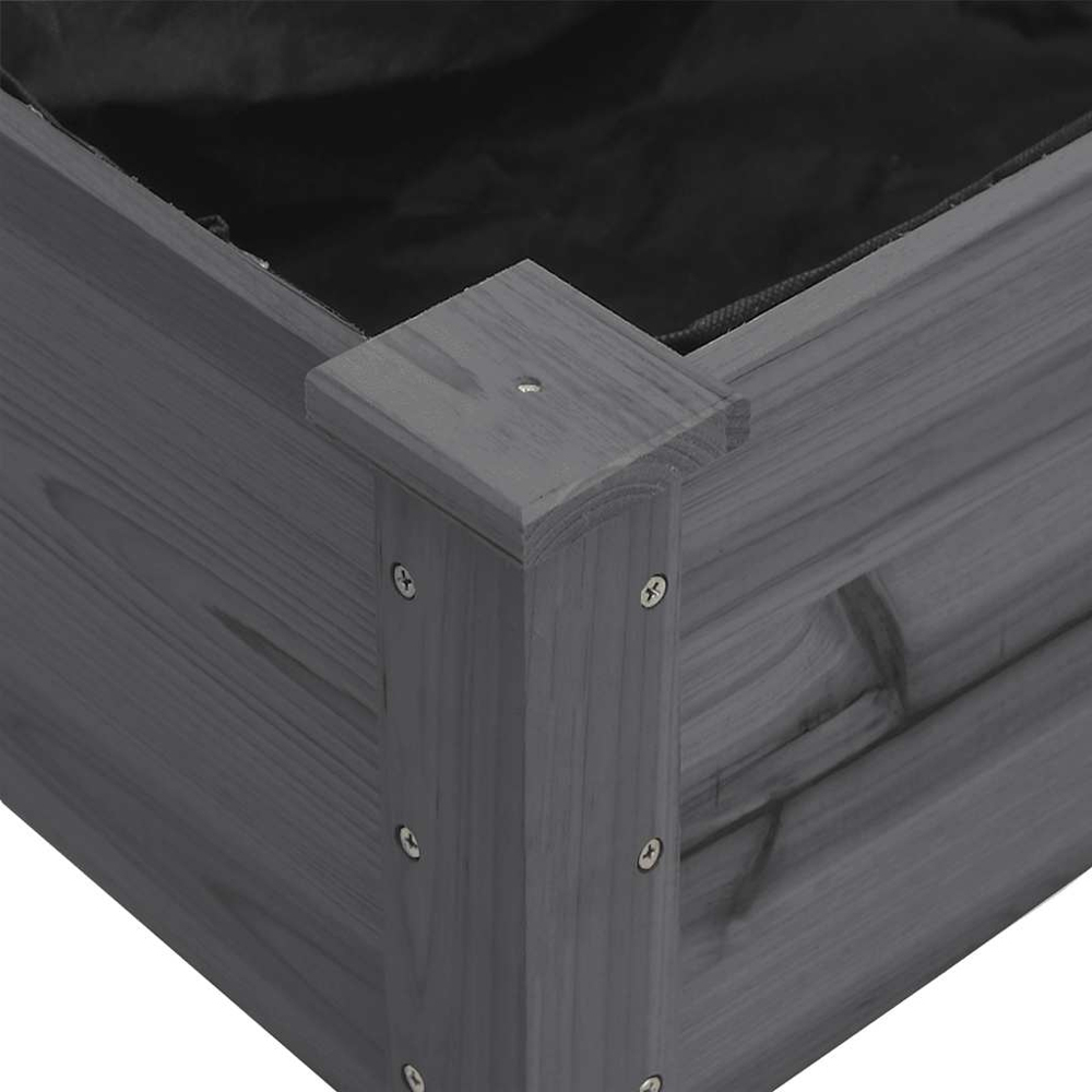 vidaXL Grey Fir Solid Wood Wheeled Garden Planter with Liner 80 x 37 x 71cm Image 4