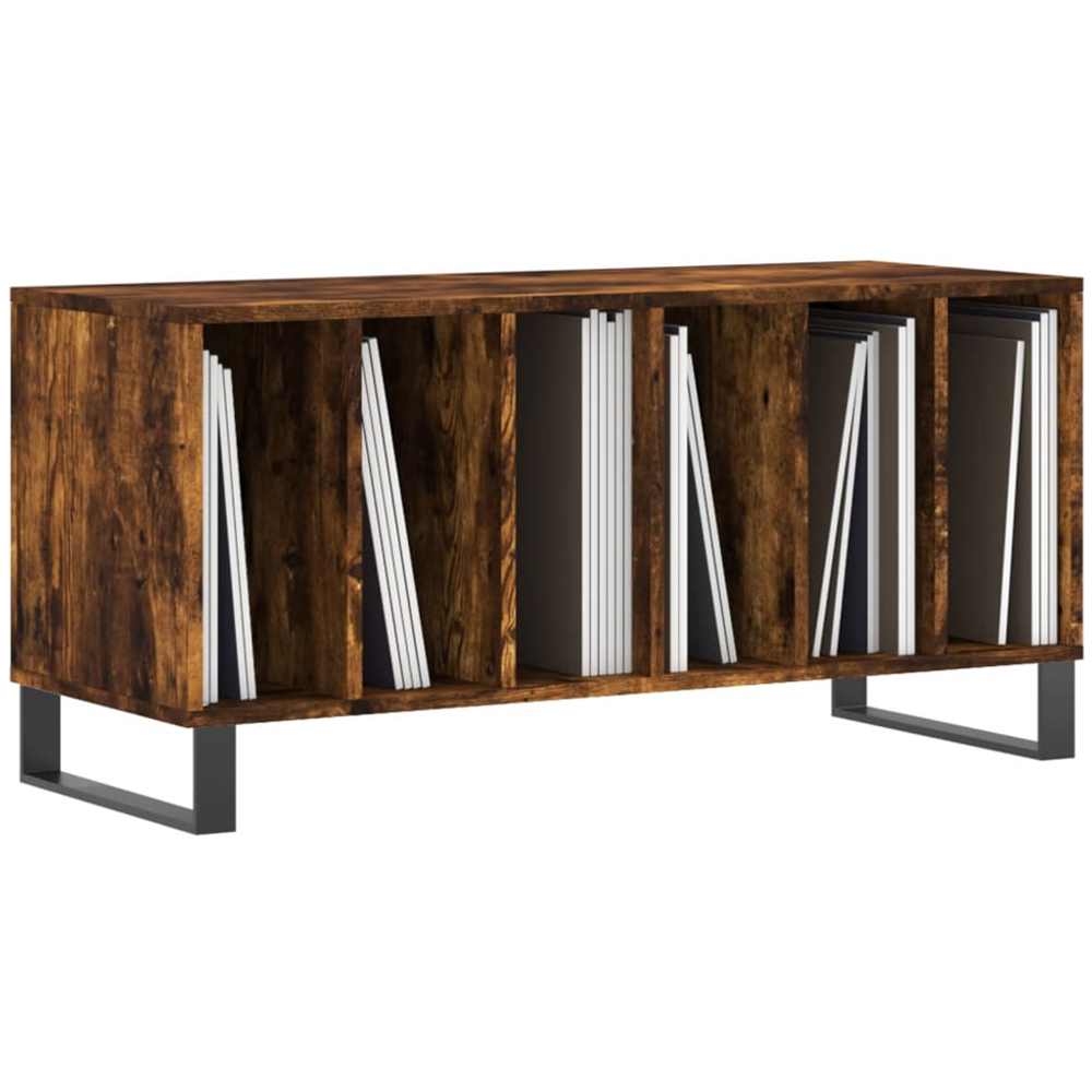 vidaXL 6 Shelf Smoked Oak Record Cabinet Image 3