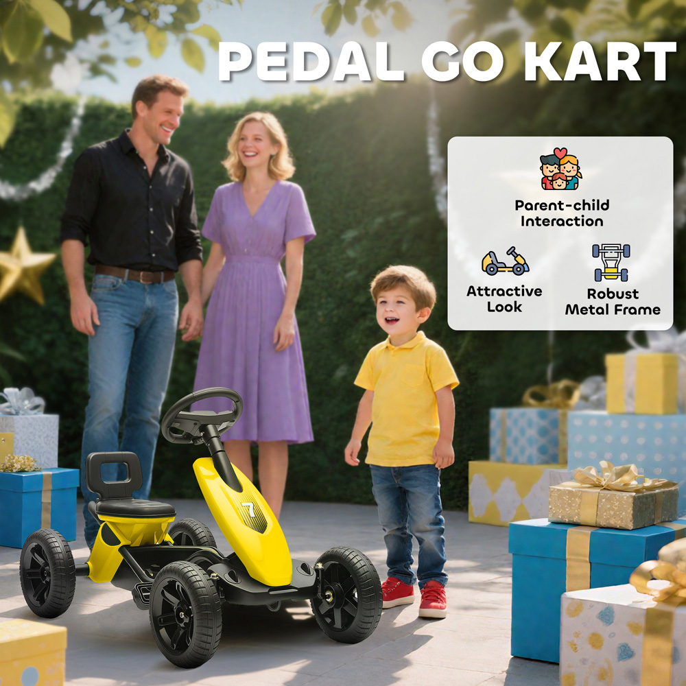 Tommy Toys Kids Pedal Go Kart with Silent EVA Wheels Yellow Image 5