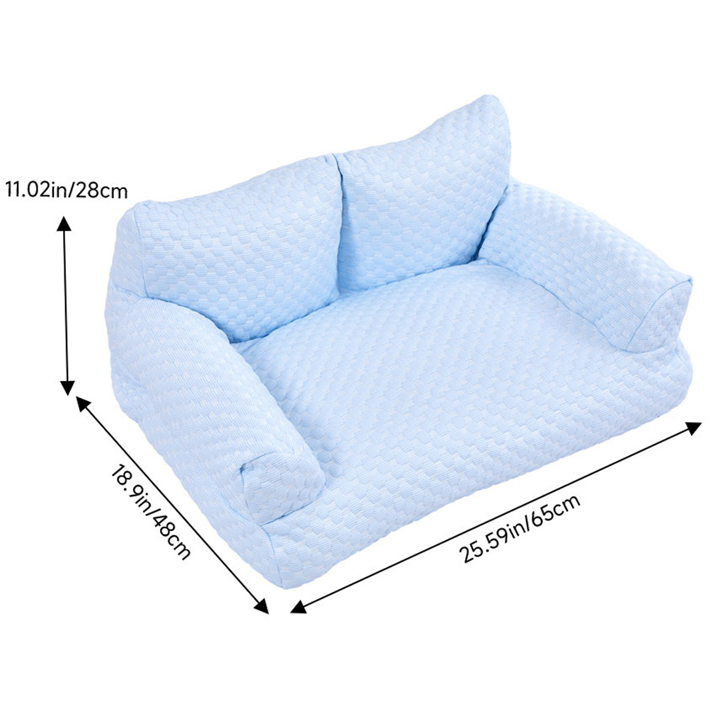 H&O Direct 65cm Light Blue Ice Silk Pet Sofa Bed Image 4