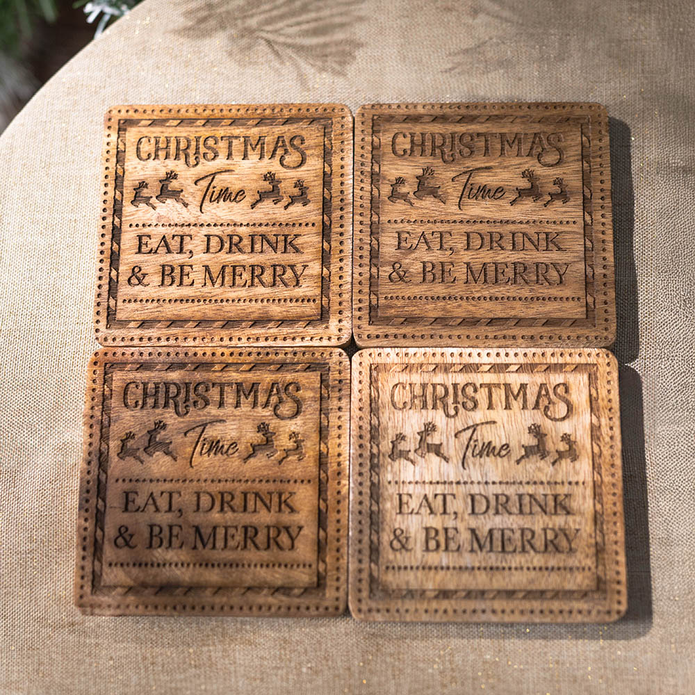 Marco Paul 4 Pack Christmas Be Merry Coasters Image 4