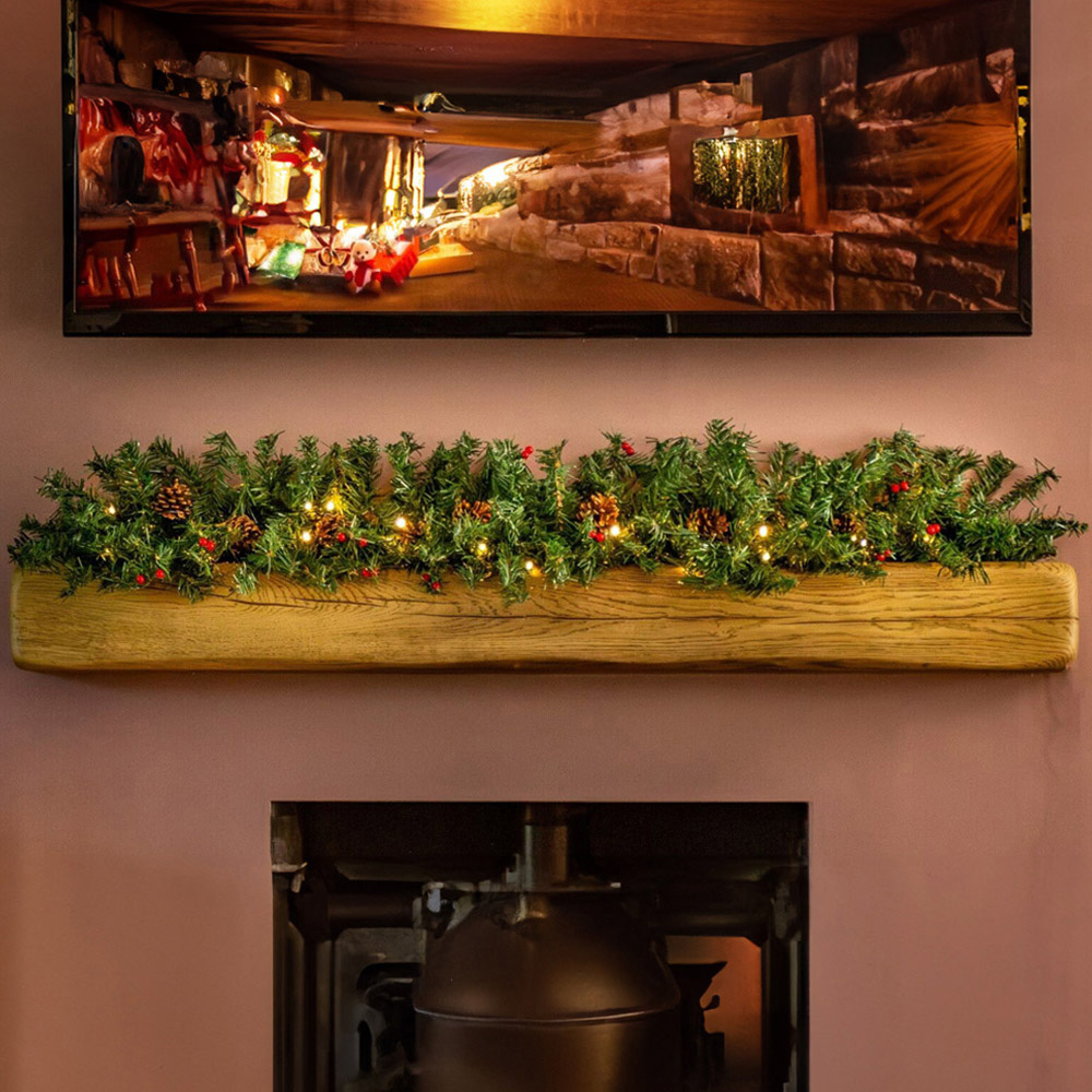 Marco Paul Warm White LED Christmas Garland with Pinecones and Berries 274cm Image 2