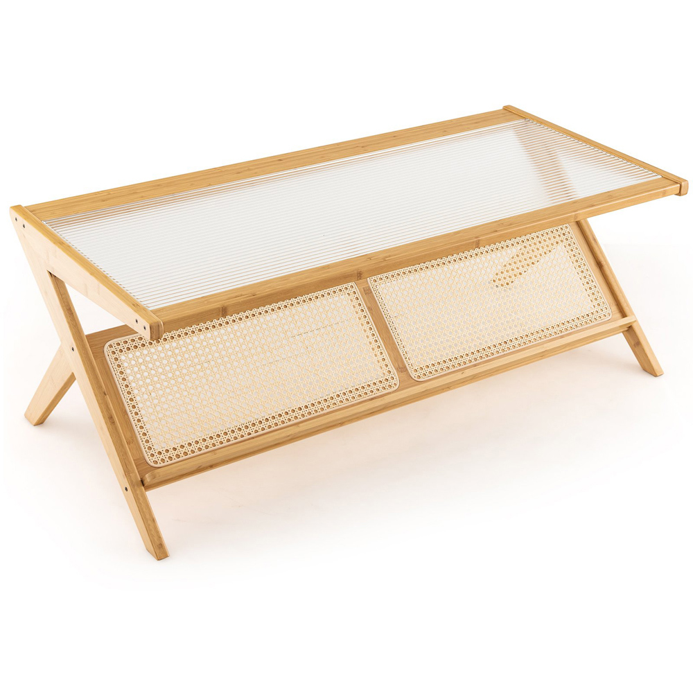 Costway Natural Bamboo Coffee Table Image 2