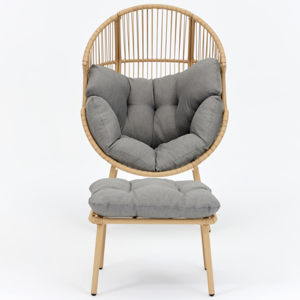 Antigua Natural PE Rattan Egg Chair with Footstool Image 3