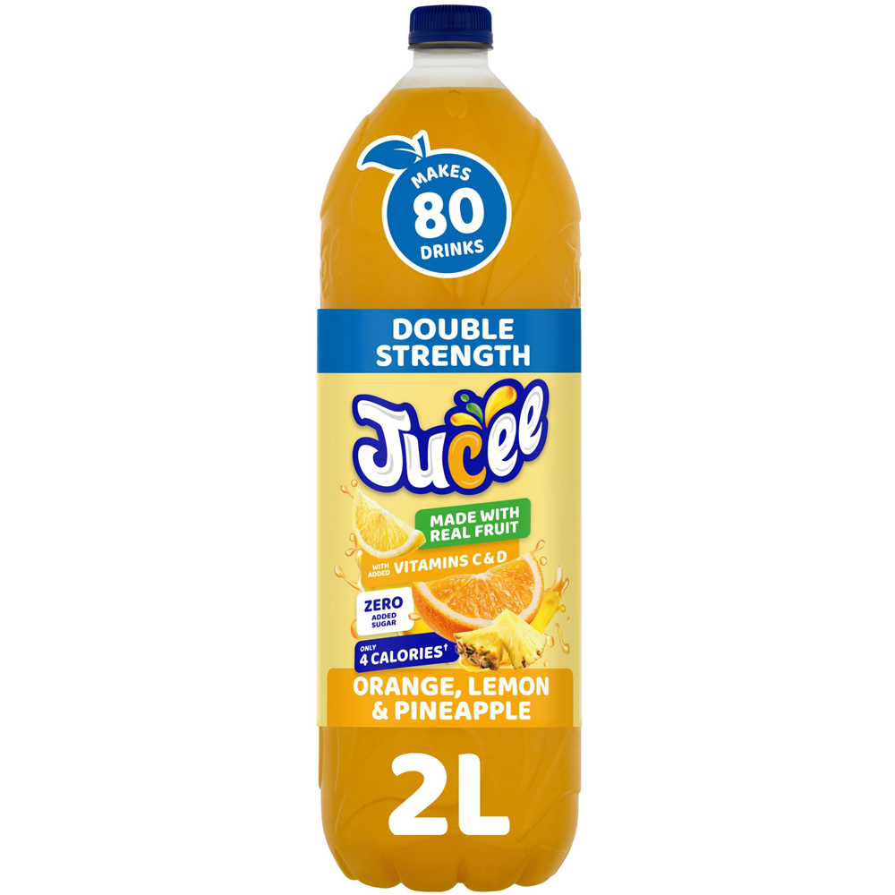 Jucee Orange, Lemon and Pineapple Double Strebgth No Added Sugar Squash 2L Image