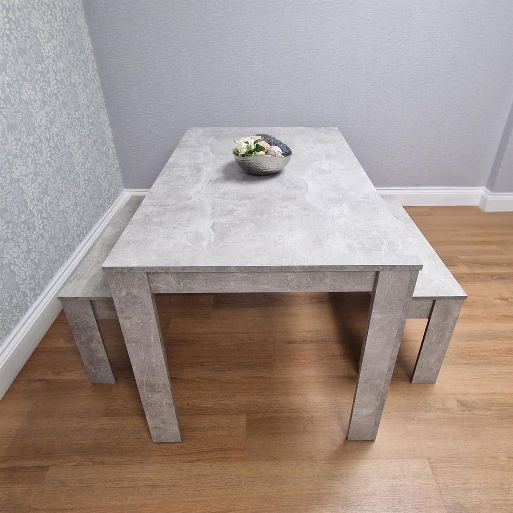 Portland 4 Seater Bench Dining Set Stone Grey and Grey Image 6