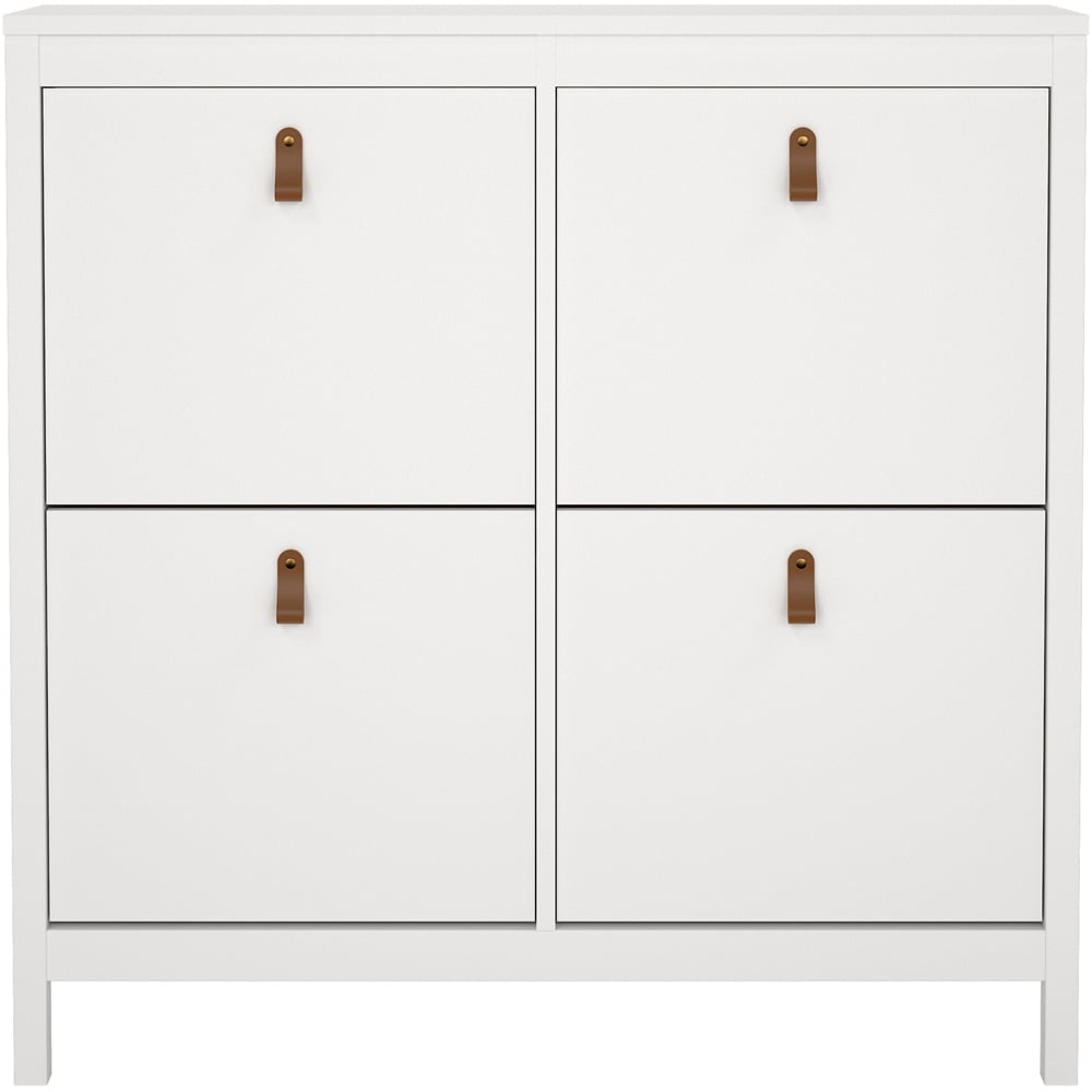 Florence Barcelona 4 Flip Down Doors White Shoe Cabinet Image 3
