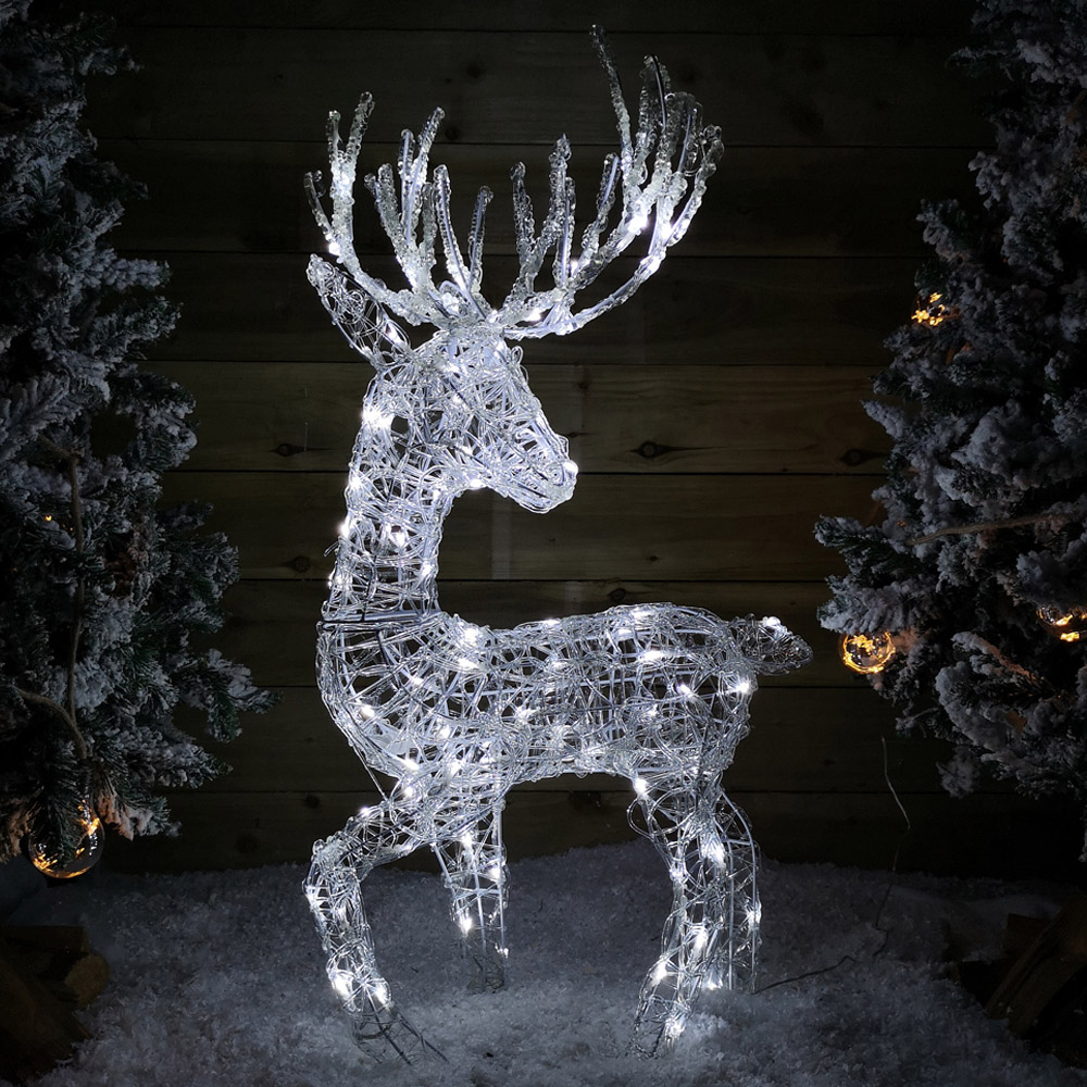 Samuel Alexander Cool White LED Soft Acrylic Reindeer Christmas Decoration 94cm Image 1