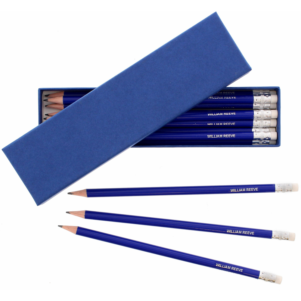 Personalised Memento Blue HB Pencils 12 Pack Image 1