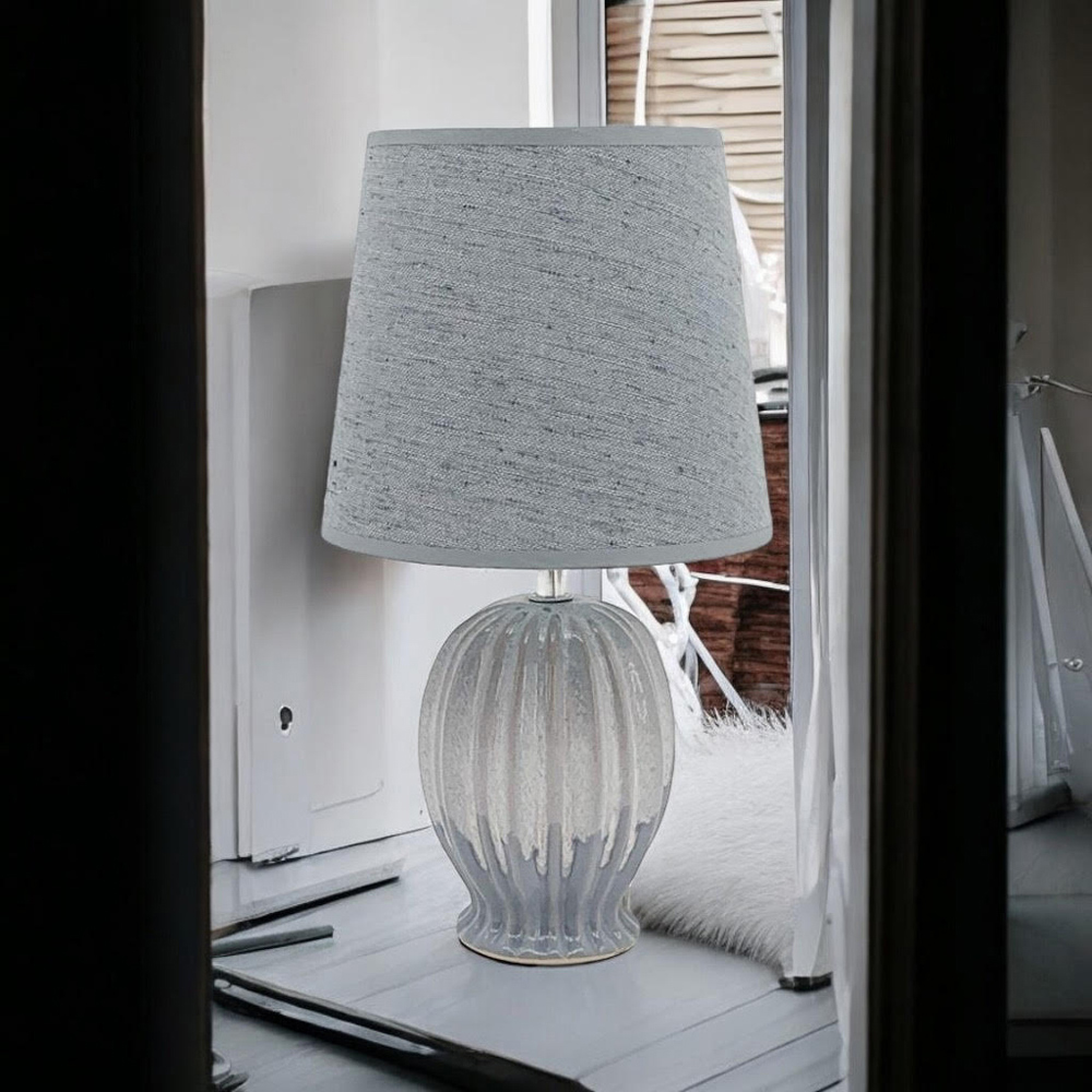 Acacia Home Grey Hand Finished Ceramic Table Lamp Image 2