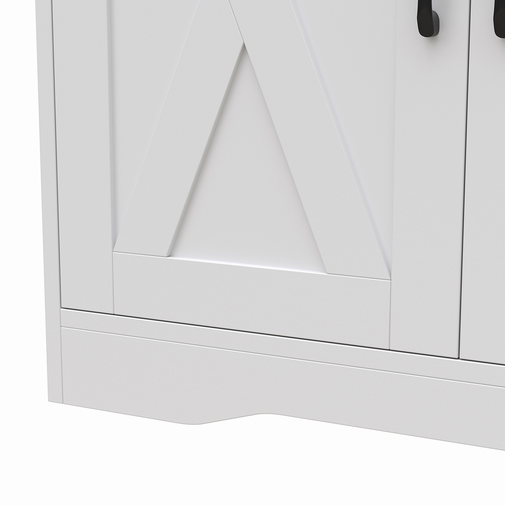 Living and Home 3 Door 3 Drawer White and Wood X-Pattern Sideboard Image 6