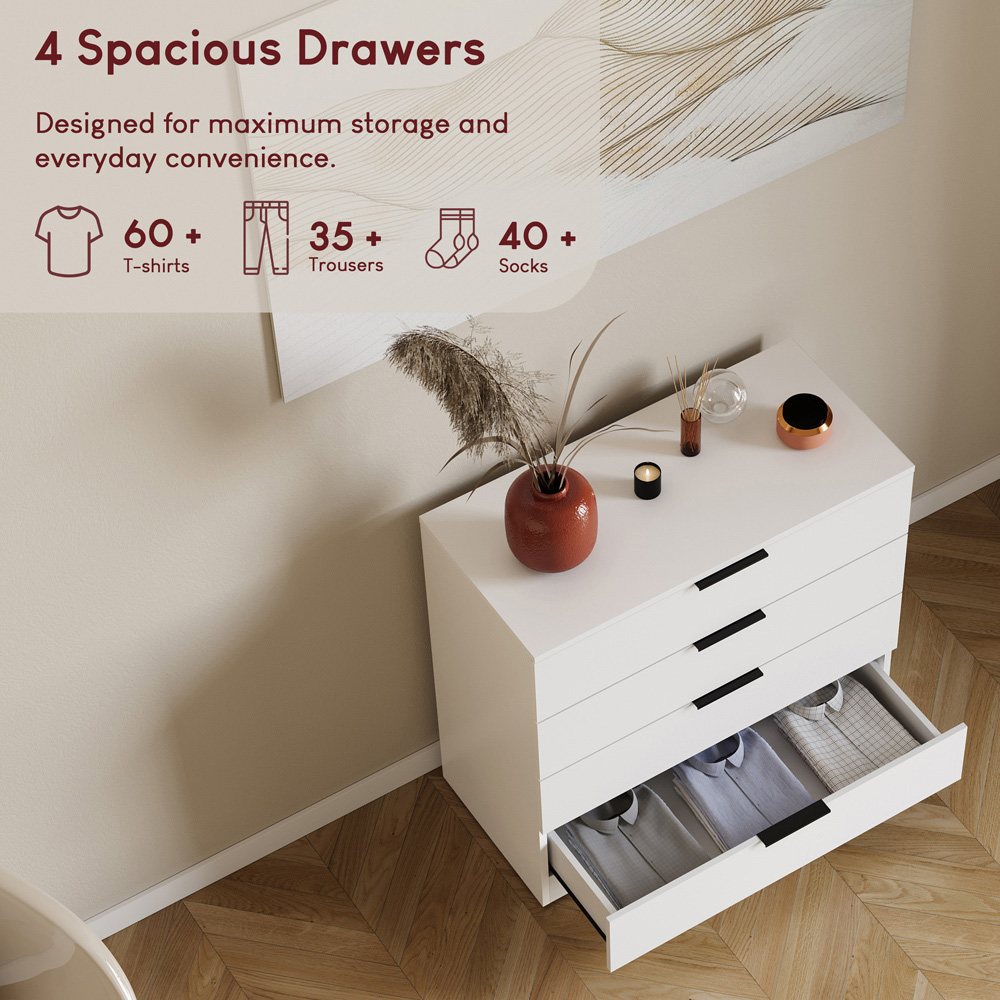 VIDA DESIGNS Trega 4 Drawer White Bedside Cabinet Image 6
