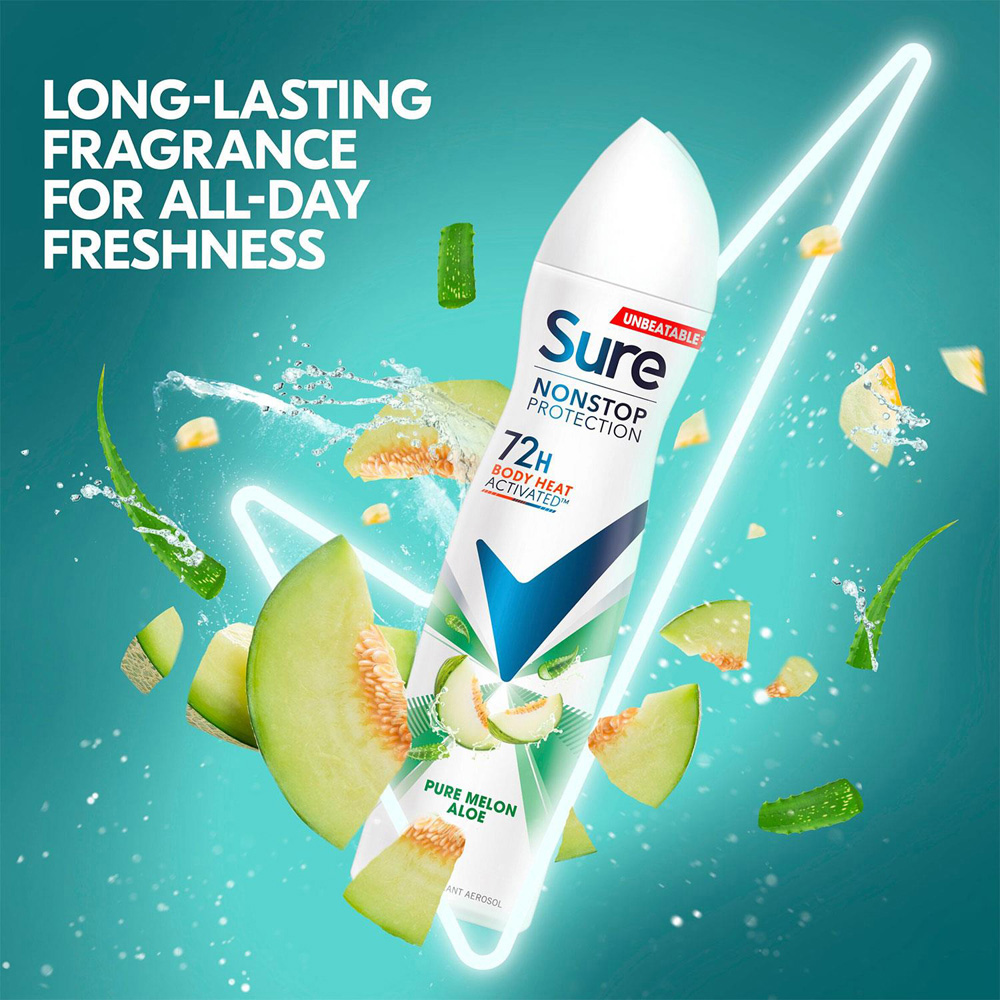 Sure Women Pure Melon Aloe 72H Nonstop Protection Anti-Perspirant Deodorant 250ml 24 Pack Image 5