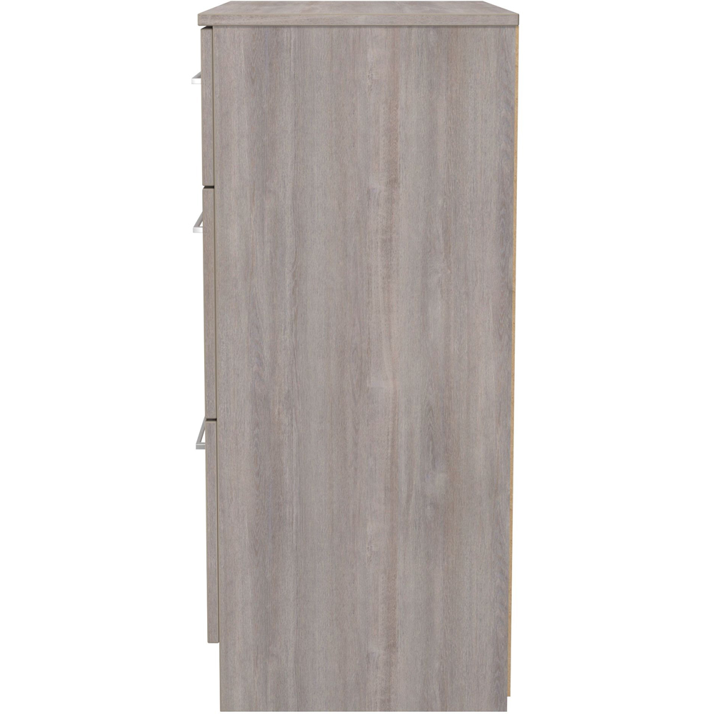 Crowndale Worcester 3 Drawer Grey Oak Deep Chest of Drawers Ready Assembled Image 4