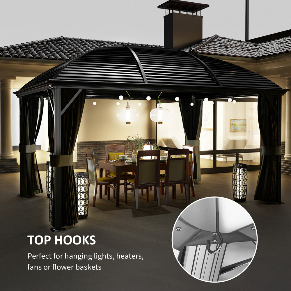 Outsunny 3 x 4m Dark Grey Aluminium Hard Top Gazebo Image 7