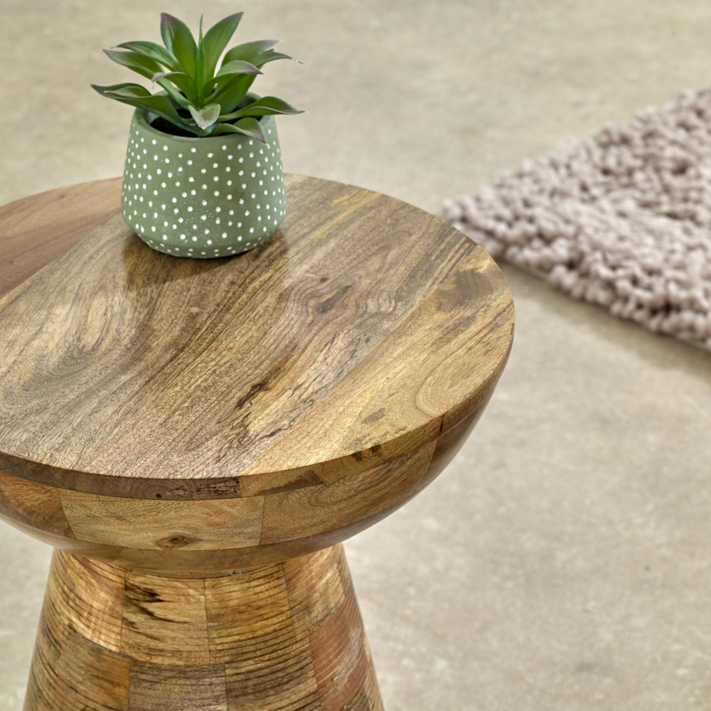 Brooklyn Mushroom Style Solid Wood Round Side Table Image 3