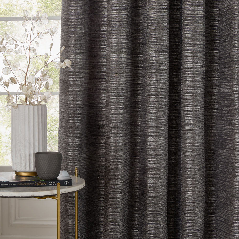 Paoletti Jupiter Graphite Fully Lined Chenille Jacquard Eyelet Curtains 229 x 137cm Image 4