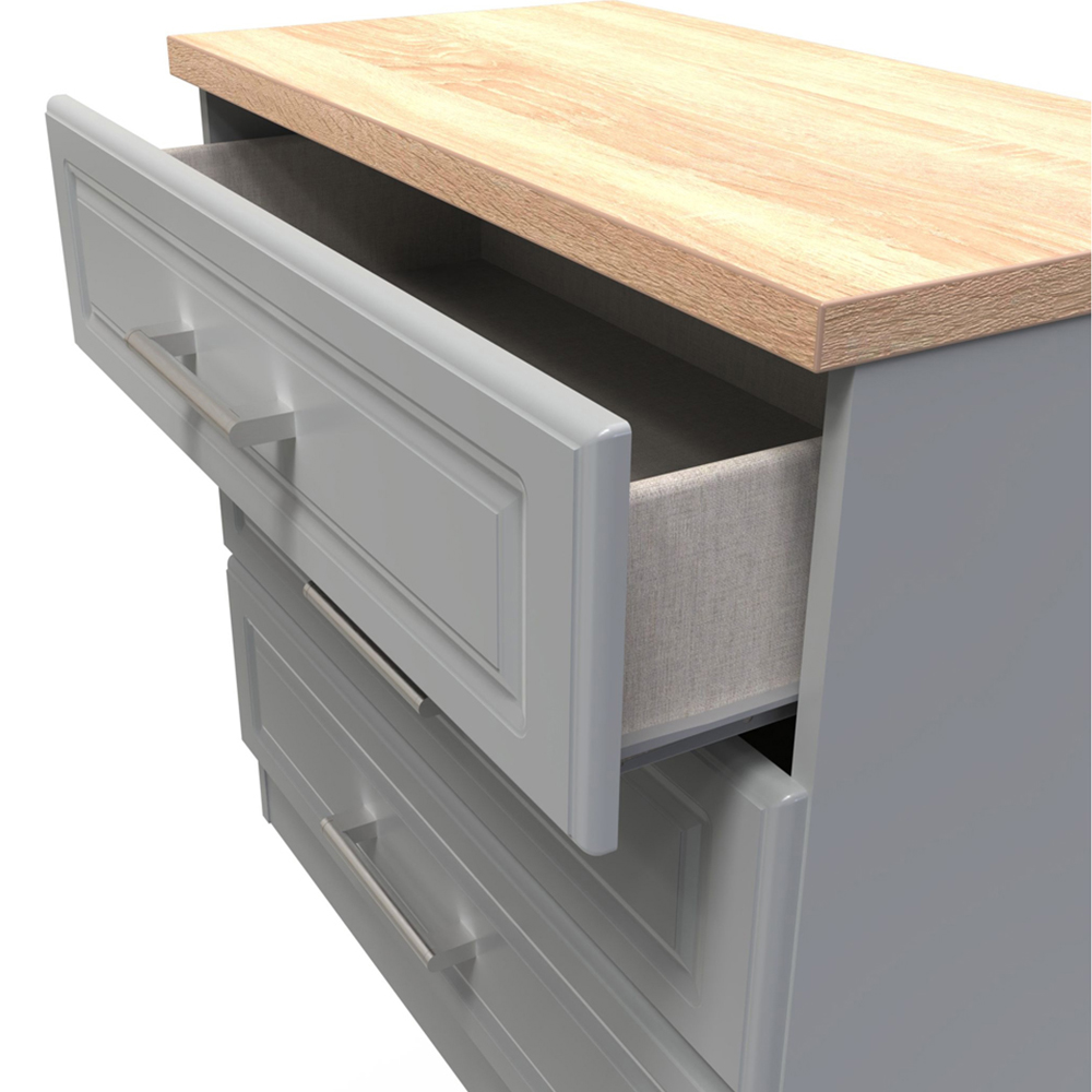 Crowndale Kent 3 Drawer Dusk Grey and Bardolino Oak Chest of Drawers Ready Assembled Image 6