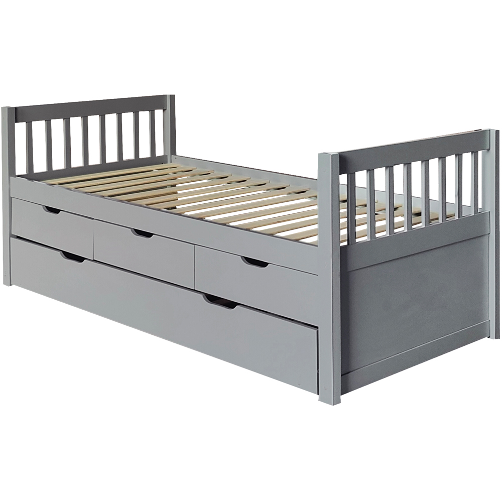 Brooklyn Single Grey Pine Cabin Bed with Trundle Image 2