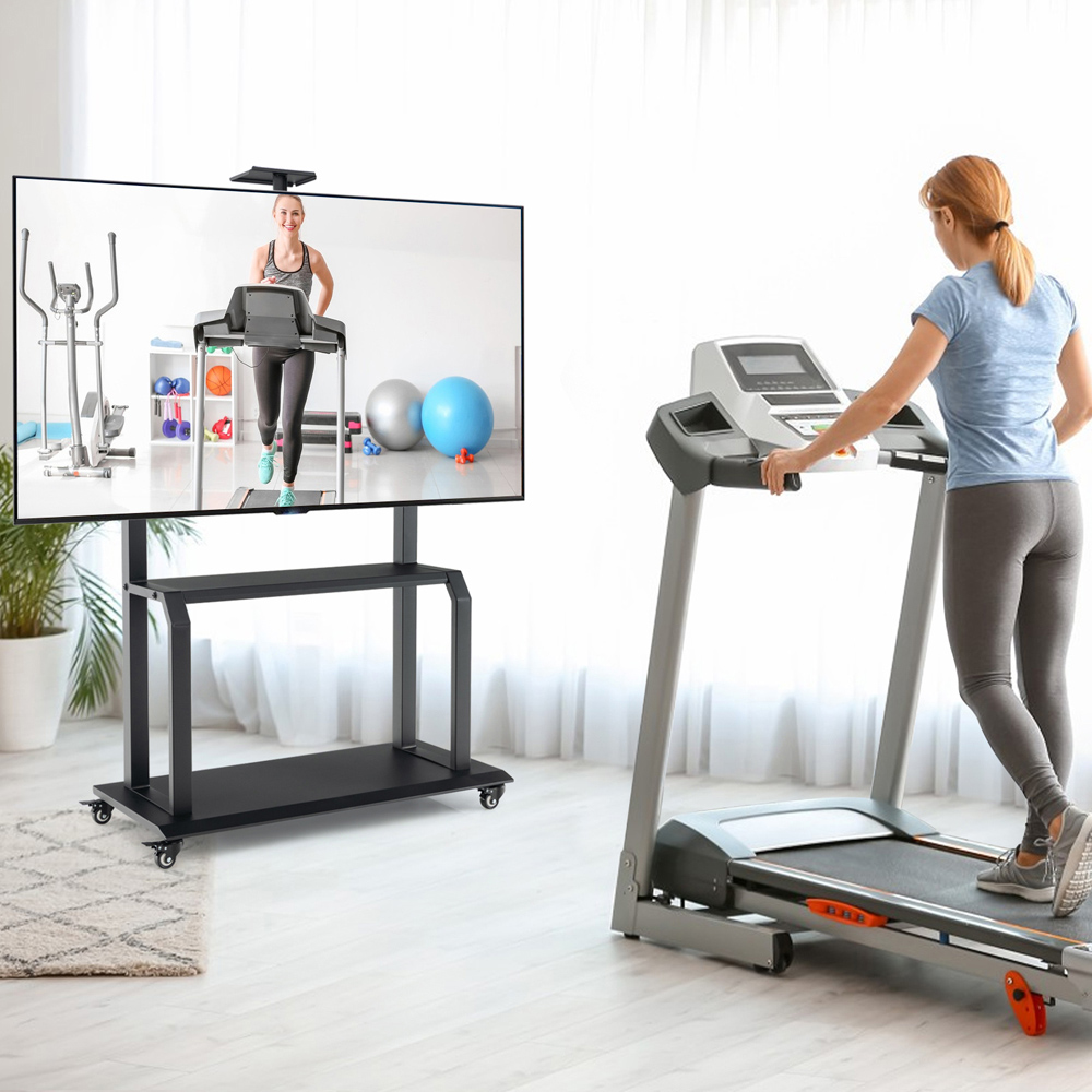 Costway Mobile TV Stand Rolling Cart with Camera and AV Shelf Image 2