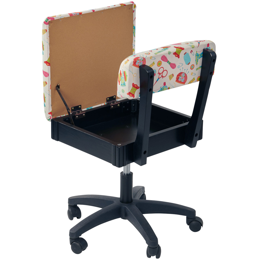 Sewing Online HT2017 White Multi Notions Design Hydraulic Sewing Chair with Underseat Storage Image 4
