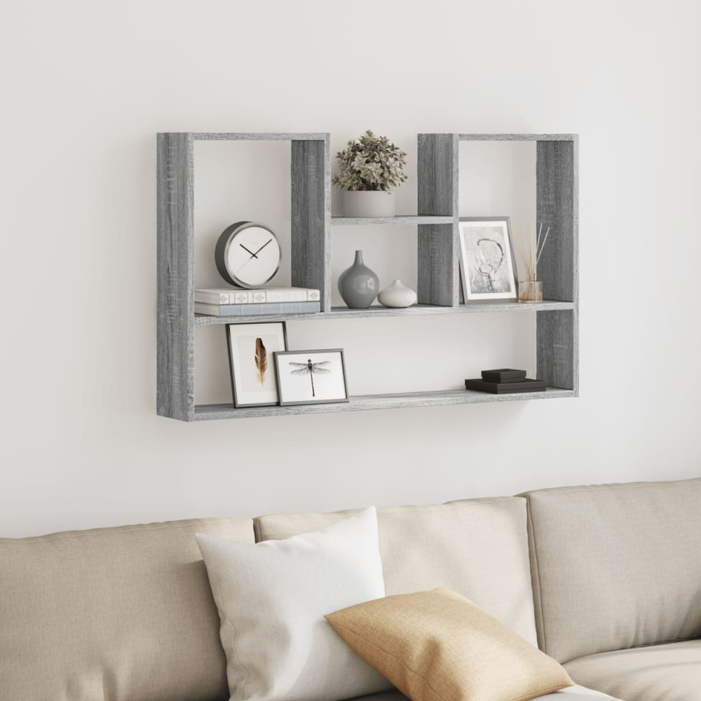 vidaXL 4 Open Shelf Grey Sonoma Wall Shelf Image 2
