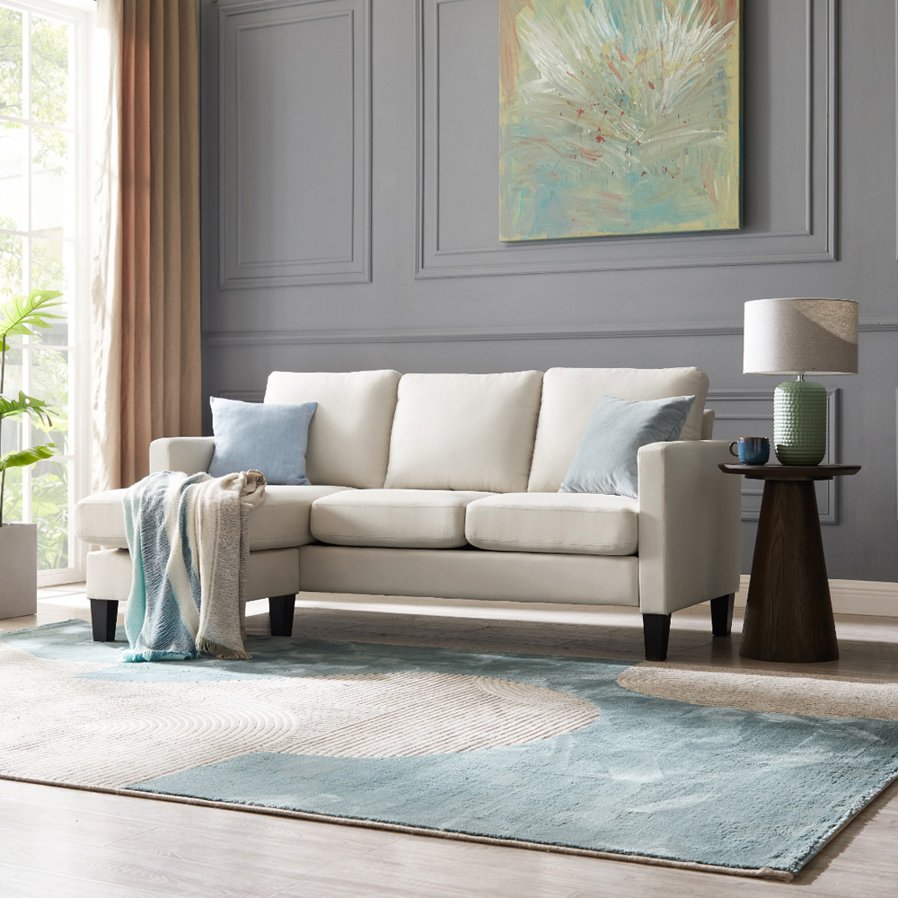 Home Detail Leah 3 Seater Cream Fabric L Shape Sofa Image 7