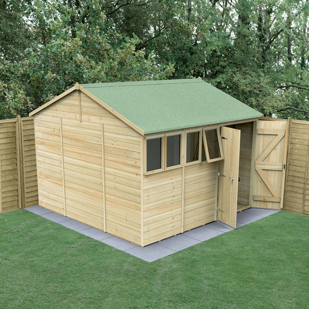 Forest Garden Timberdale 10 x 10ft Single Opening Tongue and Groove Reverse Apex Garden Shed Image 2