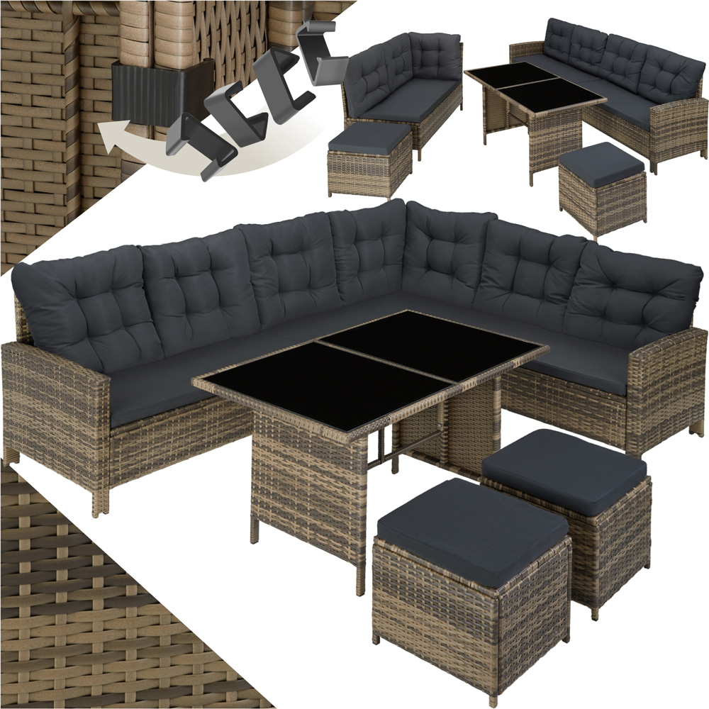 tectake Barletta 8 Seater Nature Rattan Garden Sofa Set Image 2