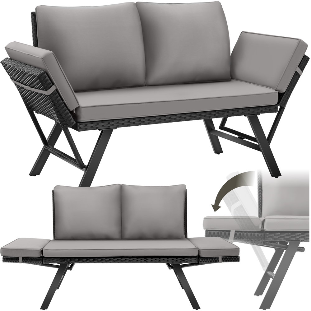 tectake Sintra 2 Seater Light Grey and Black Garden Sofa Image 2