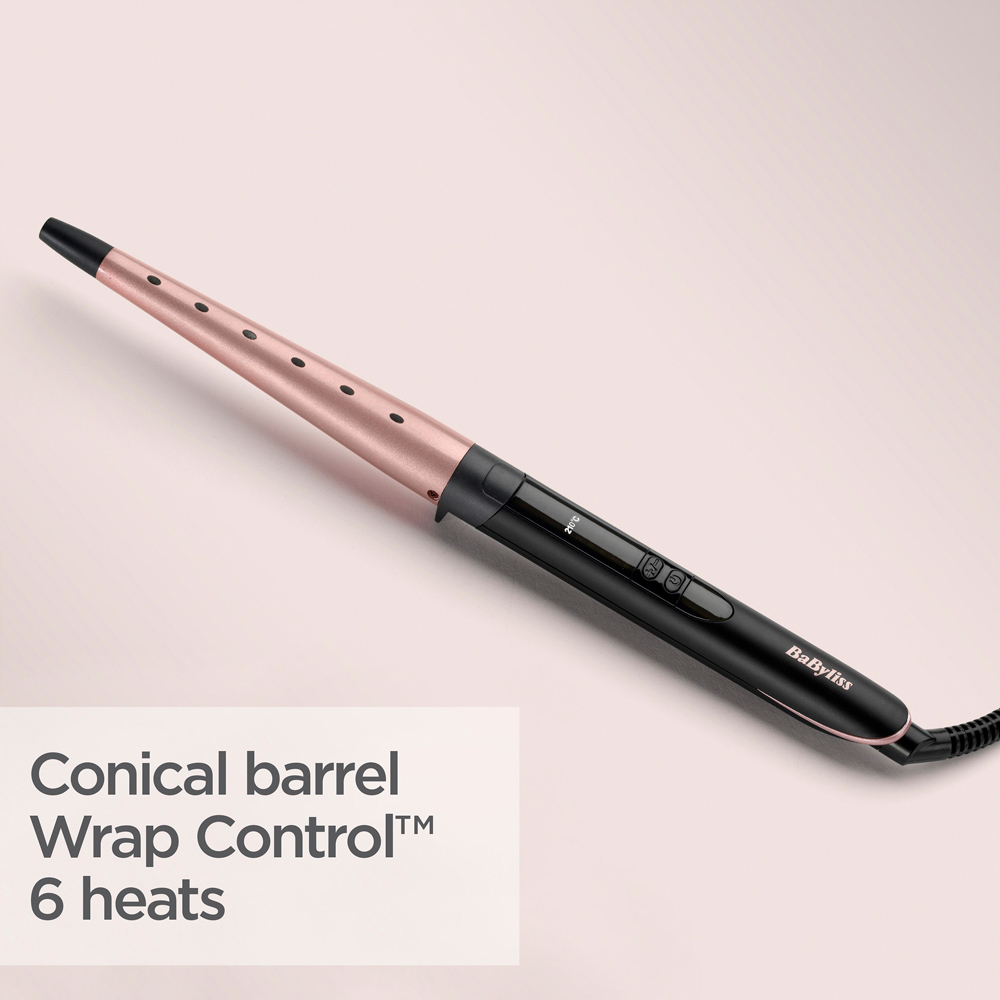 BaByliss Rose Quartz Ceramic Conical Curling Wand Image 4