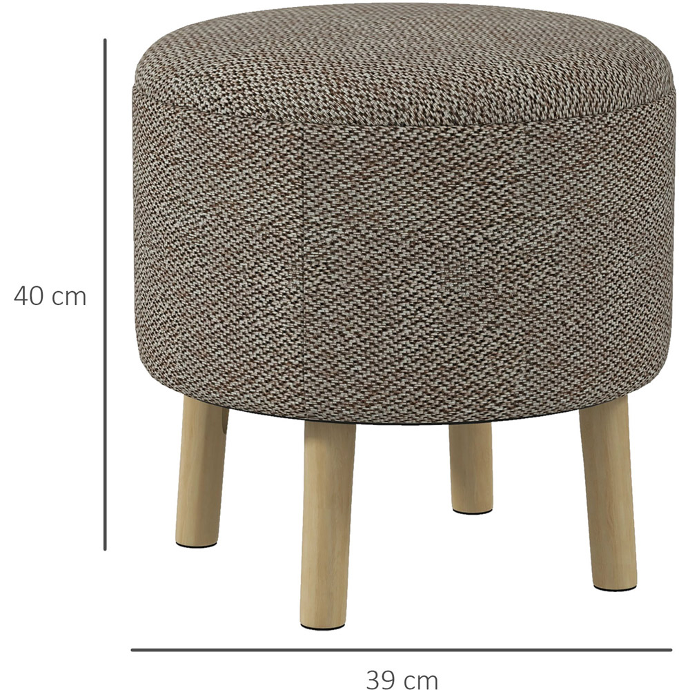 Portland Beige Round Linen Upholstered Ottoman Stool with Storage Image 7