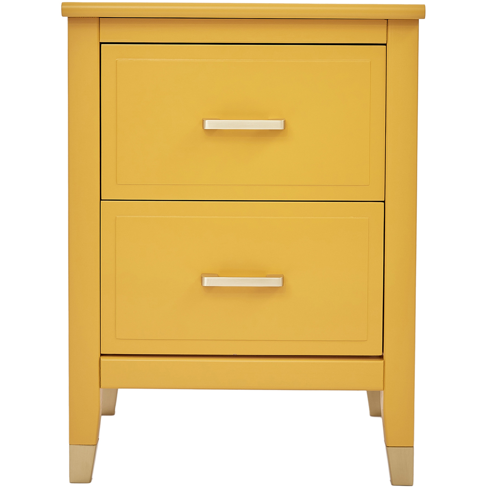 Palazzi 2 Drawer Mustard Wide Bedside Table Image 3