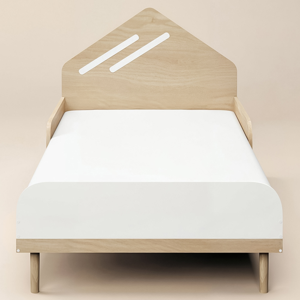 Flair Noah Single Oak and White Bed with House-Shaped Headboard Image 3